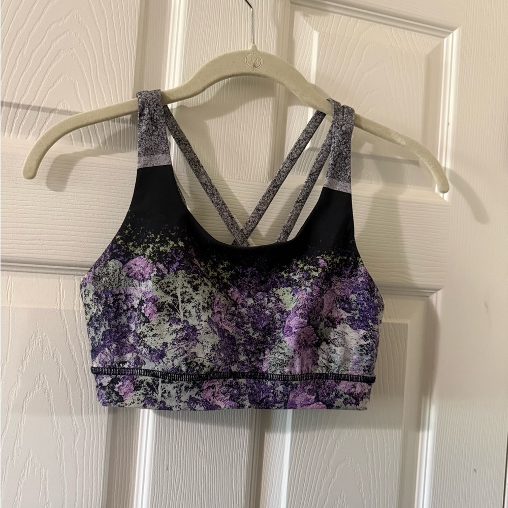 lululemon athletica Purple Floral Strappy Sports Bra
